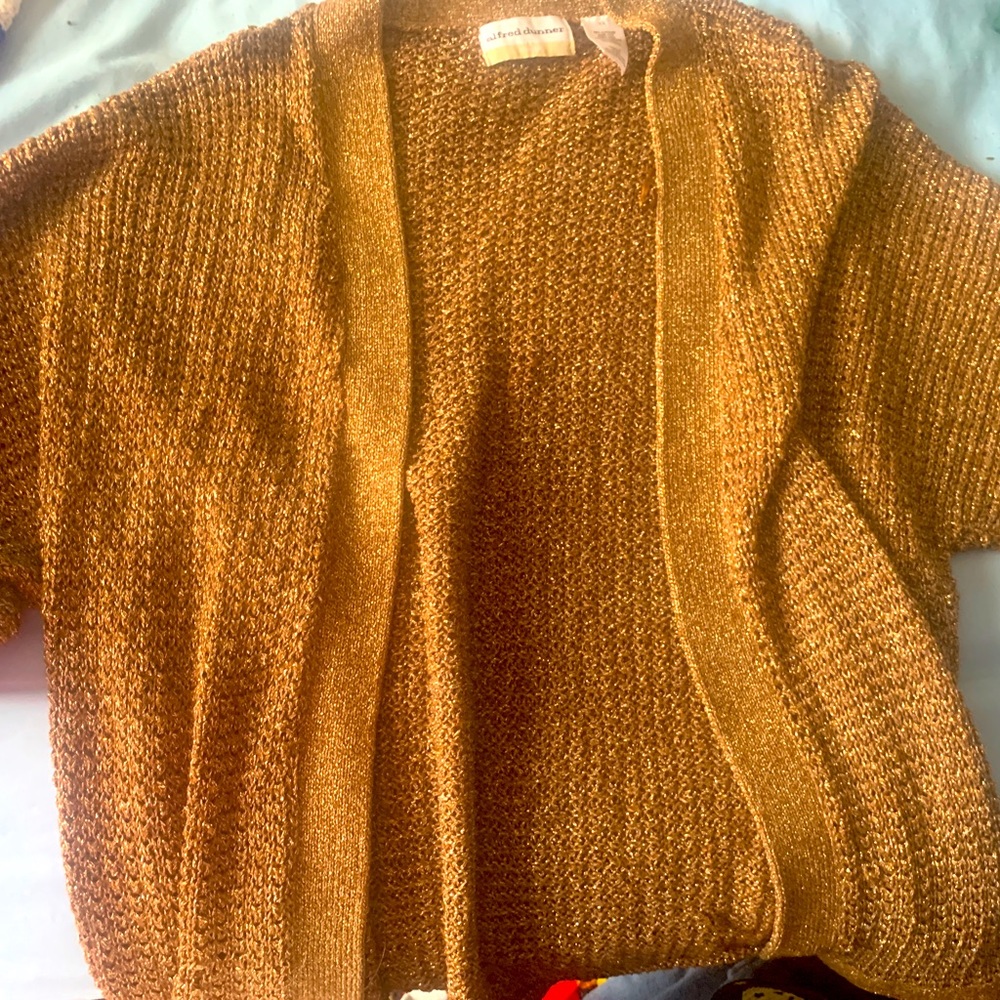 Gold brown glitter shrug Alfred dunner 1x